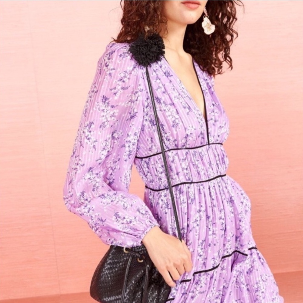 Ulla Johnson Joan Silk Lilac Cotton Floral Midi Dress Size 2 NWOT - Picture 3 of 13